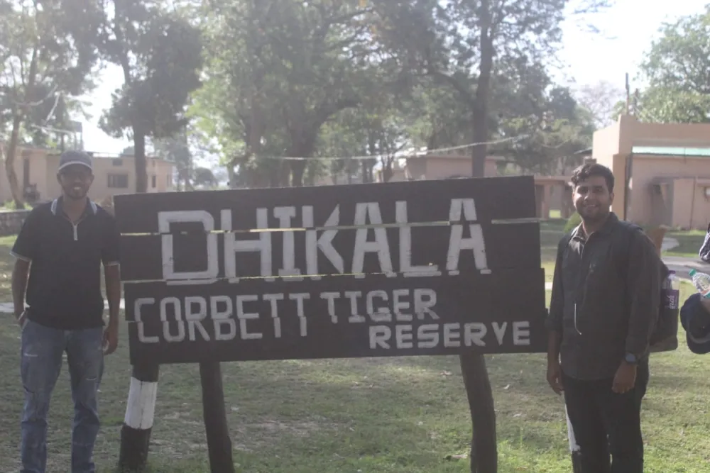 Dhikala Corbett Tiger Reserve entrance signboard welcoming visitors